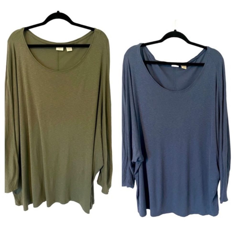 (2) St. Tropez West Woman’s Relaxed Fit Batwing Tee’s, Size 3x‎